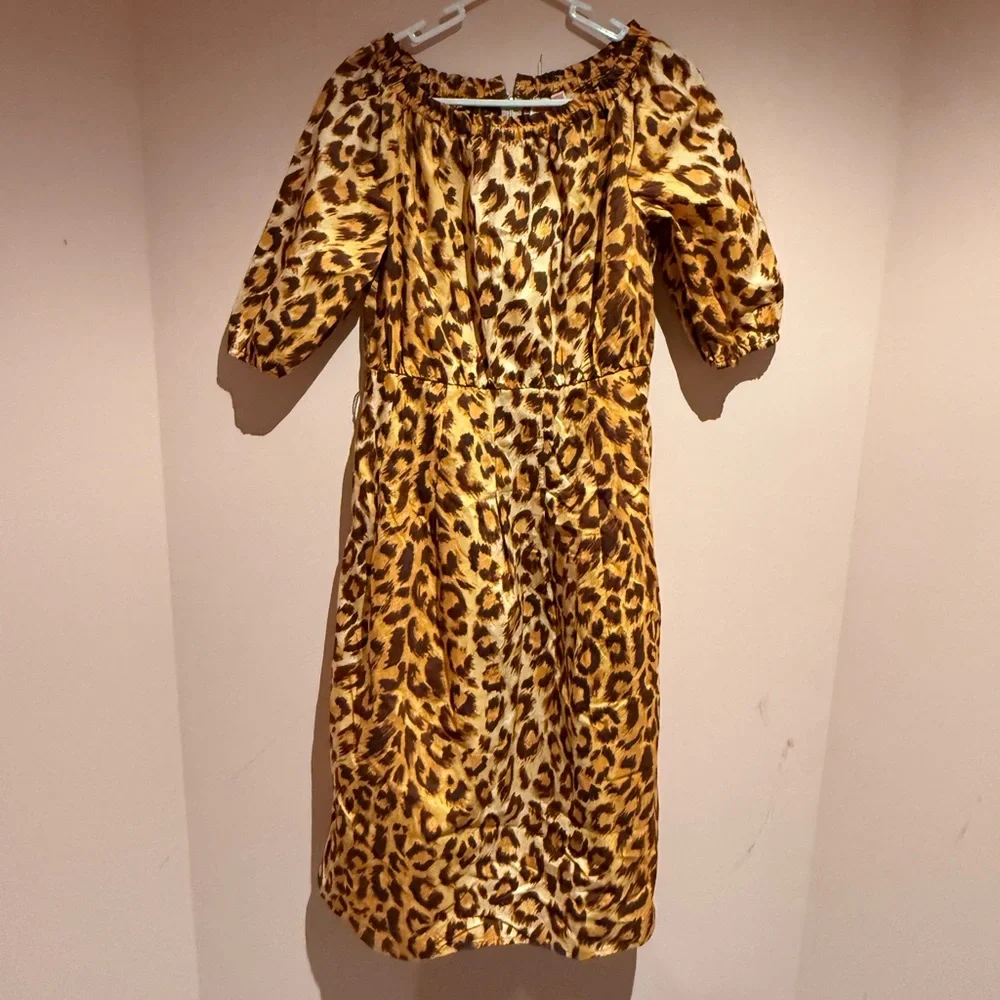 Kate Spade leopard print off shoulder cotton dress